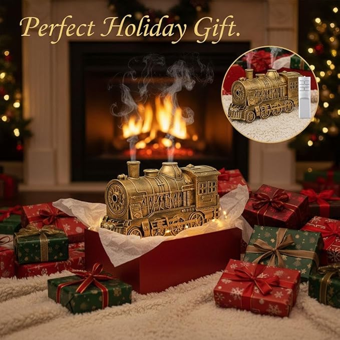 Train Diffuser,300ML Large Capacity Train Humidifier with Dual Cool Mist Outlets,Christmas T-rain Essential Oil Diffuser,Vintage Steam TrainDiffuser with Essential Oils 2 Lighting Modes,for Bedroom