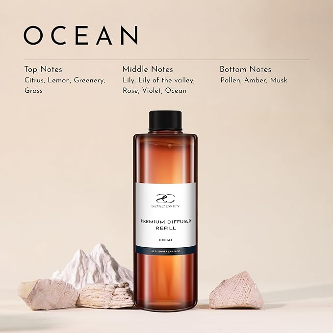 Diffuser Oil Luxury Essential Oils for Diffuser Refill & Air Freshener,Long-Lasting Natural Home Fragrance and Hotel Scent for Diffusers - 8.45 Fl.oz(250ml), Ocean