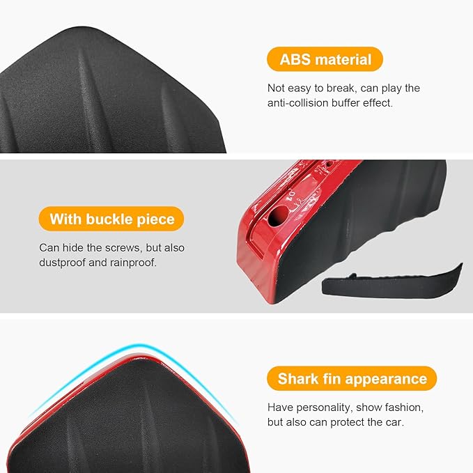 Augeny 4PCS Car Rear Lower Bumper Wing Lip Diffuser, Anti-Crash Auto Shark Fin Spoiler Protector with Mounting Screws, Universal Rear Bumper Lip Diffuser Kit for Car SUV Truck (Red Edge/Black Cover)