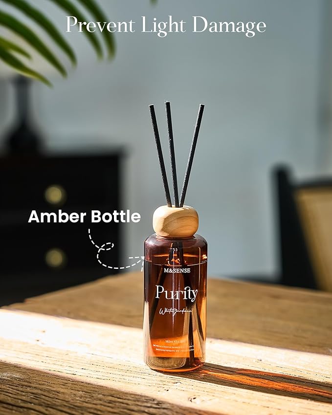 M&SENSE Lavender Eucalyptus Reed Diffuser: Upgraded Formula 6.3 fl oz Non-Toxic Aroma Set with Sticks, Long-Lasting Natural Essential Oil Gifts for Home, Bedroom