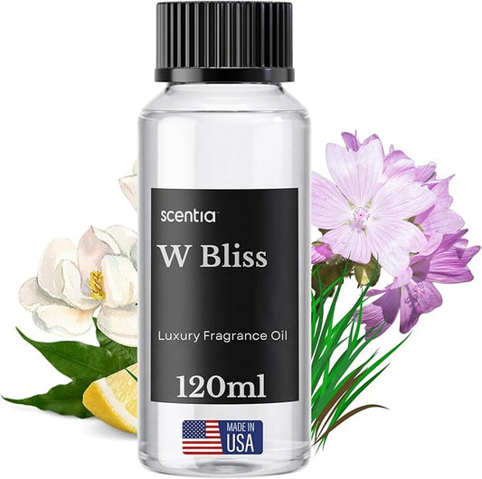 Scentia W Bliss (W Magic) Diffuser Oil Refill – Hotel Fragrance Oil Inspired by W Hotel – 120 mL – Bergamot, Lemongrass & Jasmine Long-Lasting Scent for Ultrasonic & Waterless Diffusers, Made in USA