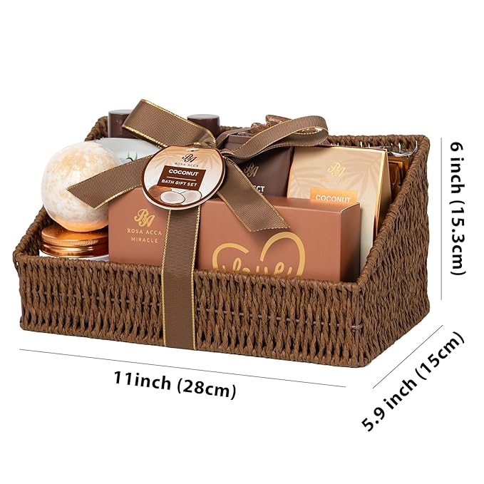 32 Pcs Mother's Day Gift for Mom, Coconut Vanilla Spa Gift Basket Set for Women & Men, Hydrating Face Skin Care Set, Bath & Body Gift Basket, Birthday, Christmas, Anniversary, Wife