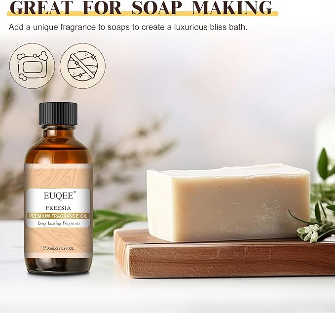 EUQEE Freesia Fragrance Oil, 60ml Premium Grade Oils Scented Oil with Glass Dropper for Diffusers, DIY Soap & Bath Bombs (2.02 Fl oz)