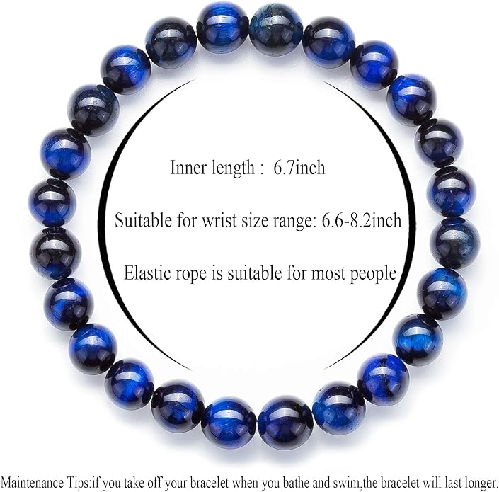 Hamoery Men Women 8mm Natural Stone Lava Rock Diffuser Bracelet Elastic Yoga Agate Beads Bracelet Bangle