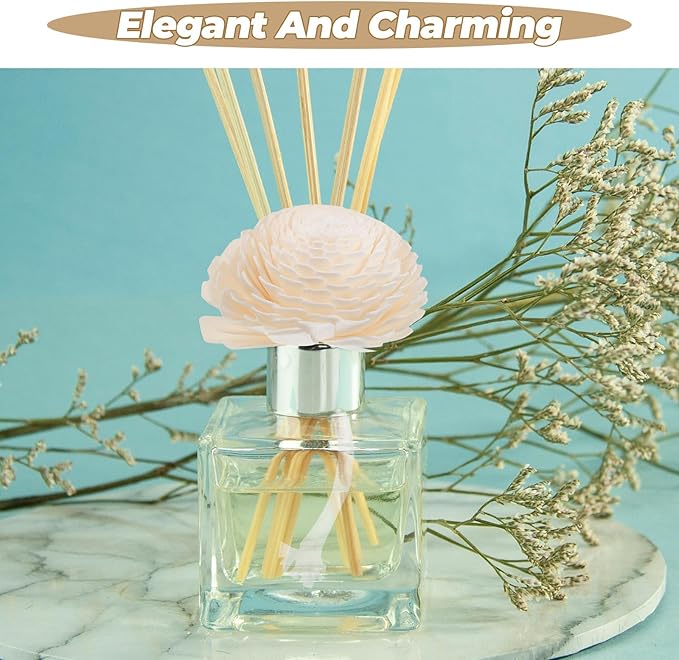 PATKAW Aroma Diffuser Flower Heads 2pcs with Cotton Wick Small Aromatherapy Flower Replacement for Home and Car Fragrance Essential Oil Diffuser Decor