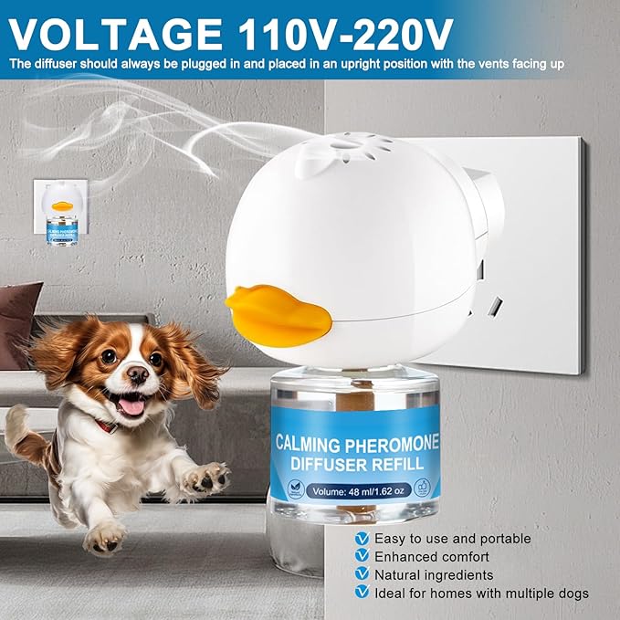 SLE Dog Pheromone Diffuser, Pheromones Calming Diffusers for Dogs Anxiety Relief 3 Refills & 1 Calming Diffuser, Relieve Separation Anxiety, Stress Barking and Chewing Calm Relaxing