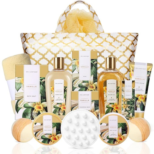 Gift Baskets for Women, Spa Gifts for Women, 15pcs Vanilla Bath Sets with Bath Bomb, Body Lotion, Mothers Day Gifts for Mom, Birthday Gifts for Her