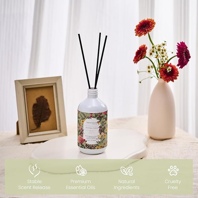 M&SENSE Eucalyptus Scent Diffuser Bundle - 6.3oz Eucalyptus Citrus Diffuser + 16.9oz Refill & 10 Sticks, Non-Toxic for Home Bedroom Spa