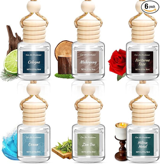 Premium Car Air Freshener, 6 Pack Deep Luxury Scent Essential Oil Diffuser, Long Lasting Fragrance Interior Decor Unisex,Hanging Aroma Diffuser Executive Business Car Accessories Mens Gifts