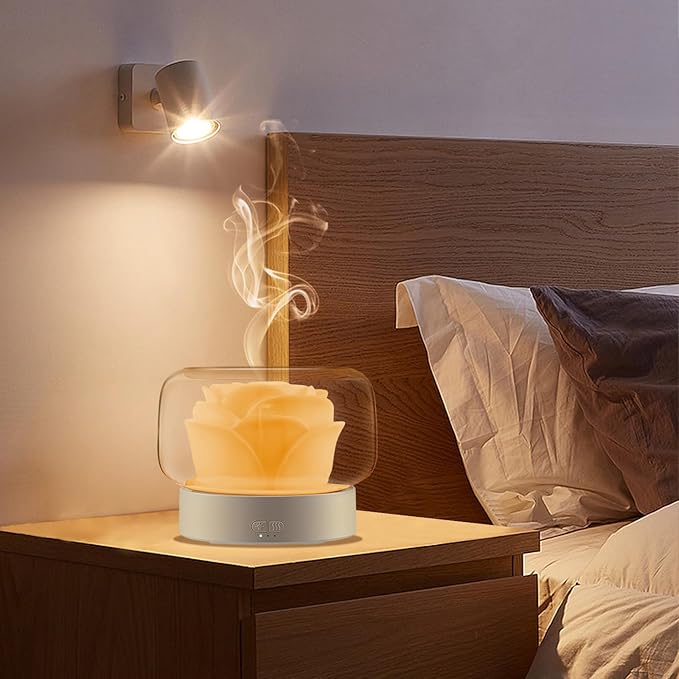 Essential Oil Diffuser Humidifier 2-in-1 Cool Mist Aromatherapy Diffuser with 7 Colors Night Lights Waterless Auto-Off Humidifier for Home Bedroom Office Yoga (White)