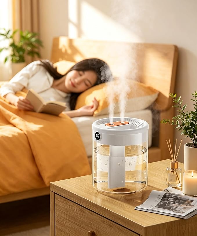Generic 2L Anti Gravity Humidifier, Smart Bedroom Humidifier With Humidity Display, Anti Gravity Water Drop Cool Mist Diffuser, 3 Modes Dual Spray Mute Humidifier With Night Light. (Green)