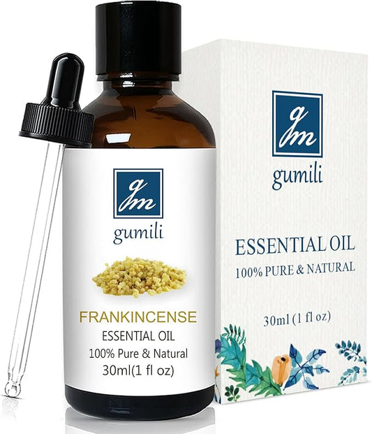 GM Gumili Frankincense Essential Oil 1 Oz, 100% Pure Frankincense Qil for Aromatherapy Diffuser, Skin, Face, Roll On, DIY Balm
