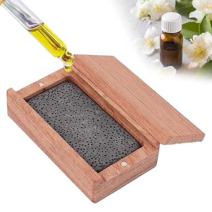 Wood Essential Oil Diffuser, Compact Portable Aromatherapy Diffuser for Home Office Car Travel, Ultrasonic Quiet Humidifier Air Vaporizer with Auto Shut-Off