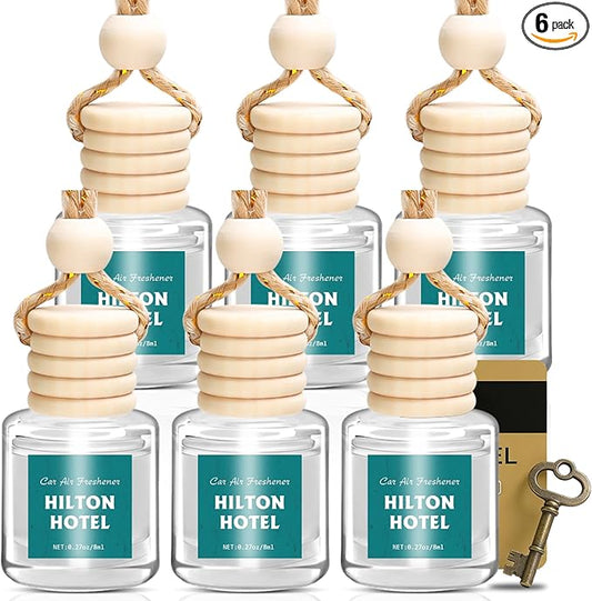 AROIC Premium Scent Car Air Freshener, 6 Pack Hotel Scent Collection Diffuser Set, Long Lasting Luxury Fragrance Essential Oil Aromatherapy, Hanging Air Freshener for Car Interior Accessories Unisex