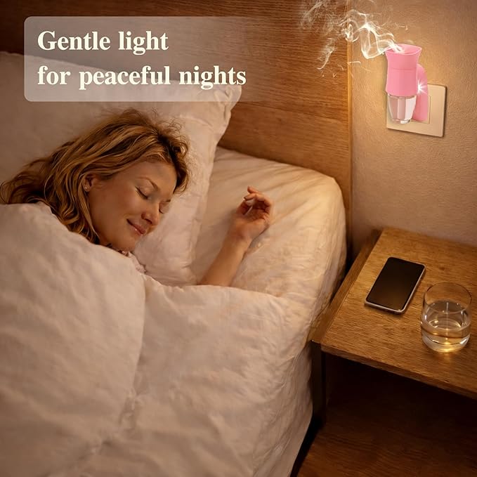 1 Pack Wall Fragrance Plug in with Night Light Compatible with Bath & Body Works Wallflowers, Plug in Aromatherapy Diffuser for Bedroom, Home Fragrance, Relaxing Atmosphere - Pink