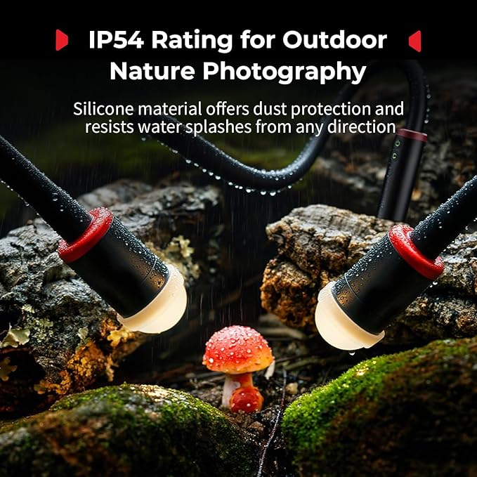 SmallRig RM 03 Macro Photography LED Light, Adjustable Beam Angle, 5 Colors CRI95 TLCI92, Bendy Light for Camera with Cold Shoe Adapter, Clamp, Diffuser, Spotlight, Barndoor, Gobos, IP54 Rating - 5480