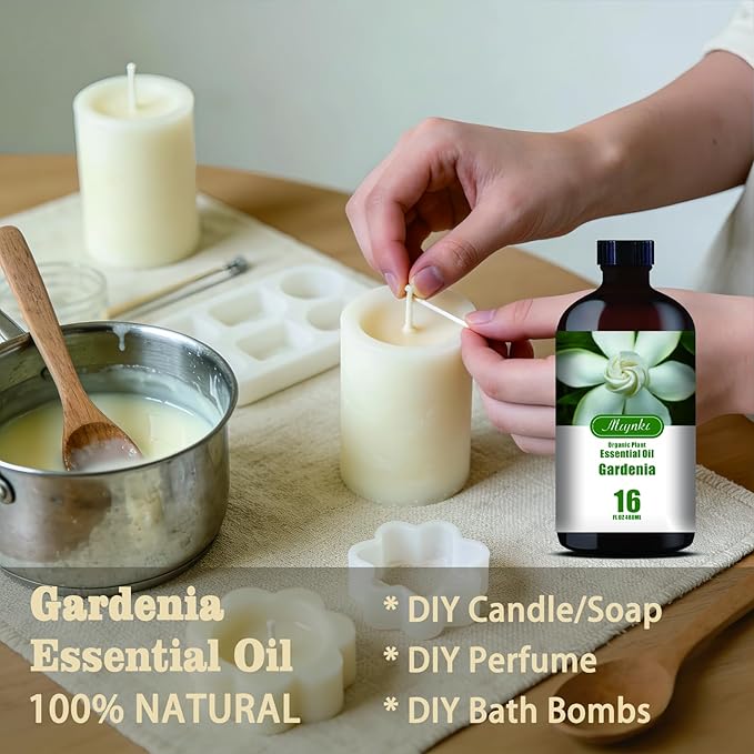 Gardenia Essential Oil – MLYNKL Gardenia Oils 16.33 fl oz for Diffusers, Humidifiers, Massage, DIY Candles, Soap, Cleaning, Home, Yoga, Office, Gifts - 490 ml