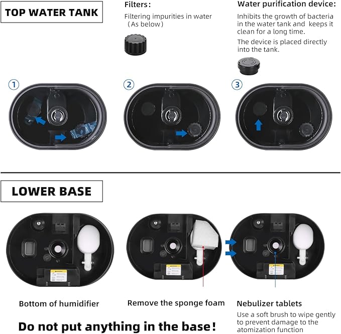 Coolfiqu 6L Humidifiers for Bedroom Large Room Home, Cool and Warm Humidifier for Plants Mist Top Fill Desk Humidifier Essential Oil Diffuser, Quiet Humidifiers with Adjustable Mist,360°Nozzle-Black