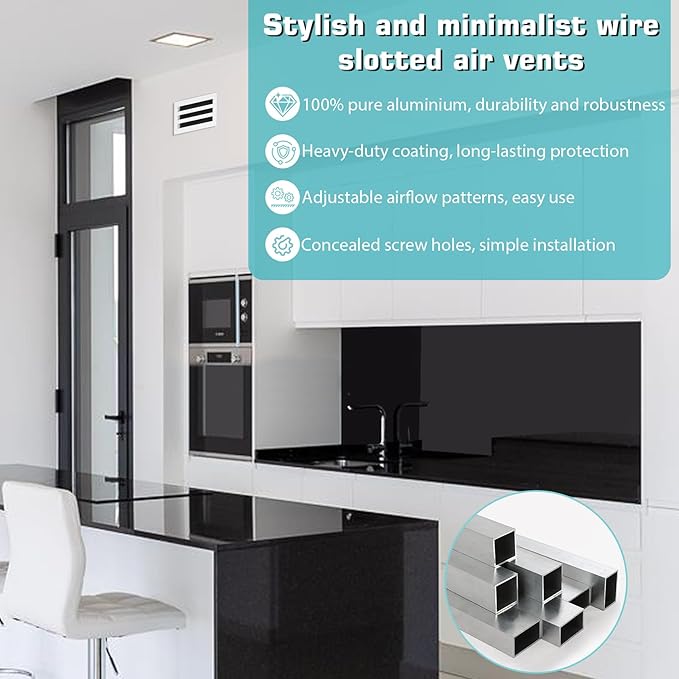 12x8 Modern AC Vent Cover 2Pack, Decorative White Air Vent (Duct Opening Cutout), All Aluminium Standard Linear Slot Diffuser, Low Noise - Register Grille for Ceiling, Walls & Floors