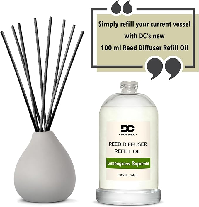 Daniella's Candles Lemongrass Supreme Reed Diffuser Refill Oil, 3.4oz/100ml, Premium Fragrance Oil, Home Fragrance, Long Lasting, Oil for Reed Diffusers