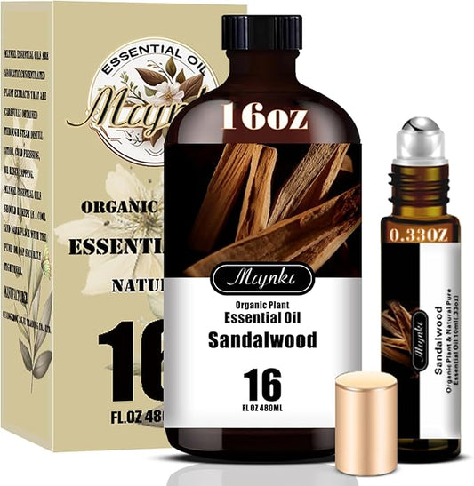 Sandalwood Essential Oil – MLYNKL Sandalwood Oils 16.33 fl oz for Diffusers, Humidifiers, Massage, DIY Candles, Soap, Cleaning, Home, Yoga, Office, Gifts - 490 ml