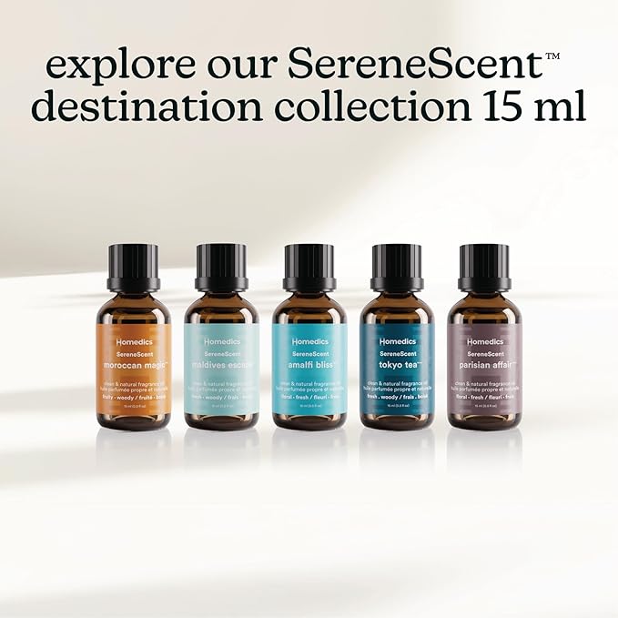 Homedics SereneScent Moroccan Magic Fragrance Oil 15ml | Warm Spiced Woody Blend with Cedarwood, Patchouli & Clove | USDA Biobased Essential Oil Diffuser Scent | Waterless Cold Air