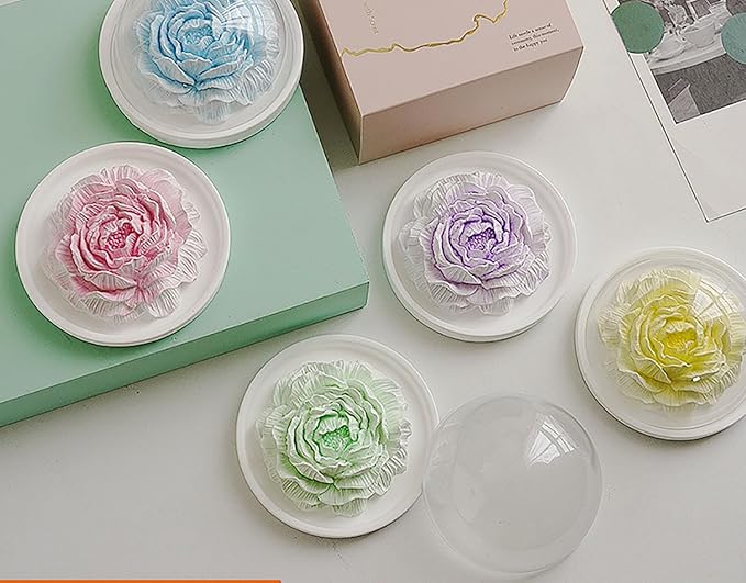 Essential Oil Passive Flower Diffuser with Fragrance -Non-Electric Peony Flower Porcelain Aromatherapy Diffusers for Small Room, Desk Decorative, Bathroom (Blue, Bluebell Scent)