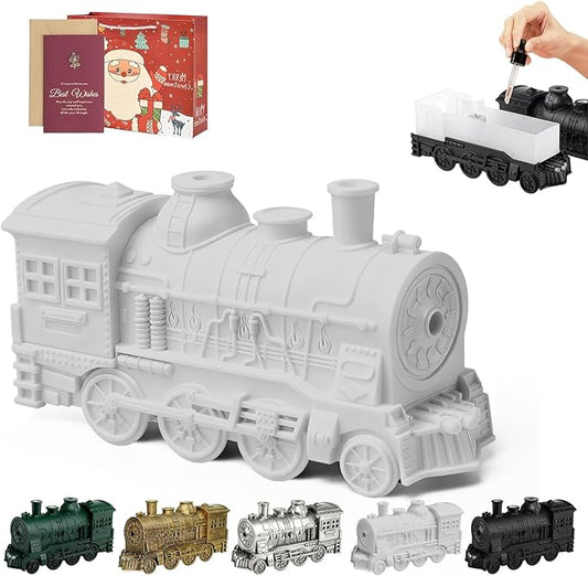 Train Humidifier - 300ml Capacity, Retro Train Essential Oil Diffuser with 2/8 Hours Timing Function, Dual Mist Outlets, Train Diffuser Cool Mist for Home Decor, Relaxation & Gifts (White)