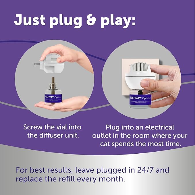 FELIWAY Optimum 3 x 30 Day Cat Calming Refills for Pheromone Diffuser, 3 x 48ml Value Pack - Helps Reduce Common Signs of Stress in Cats & Kittens, Enhanced Calming