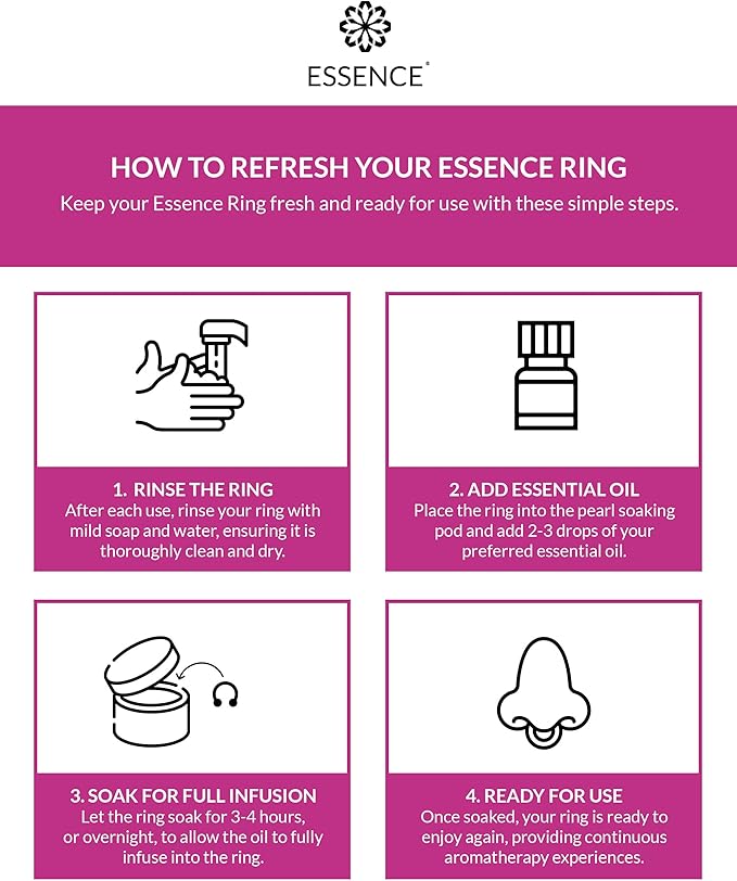 Essence Wearable Aromatherapy Nasal Diffuser – Nausea Relief Essential Oil Nose Ring Refresh Kit – Personal Scent Clip for Travel, Work & Everyday Use – Made in USA