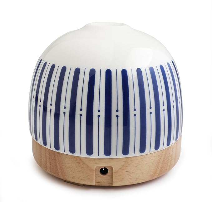Essential Ceramic Diffuser Round Aroma Diffuser Night Light with Bull Pattern - Nano Water Mist Humidifier Luxurious Style and 300ml Unparalleled Design