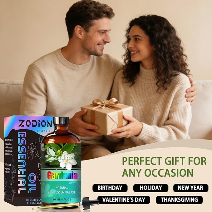 ZODION Gardenia Essential Oil 4 fl oz (120ml) - Fragrance Oil for Diffuser, Massage, Humidifier, DIY Candle, Soap Making, Home, Bath, Yoga
