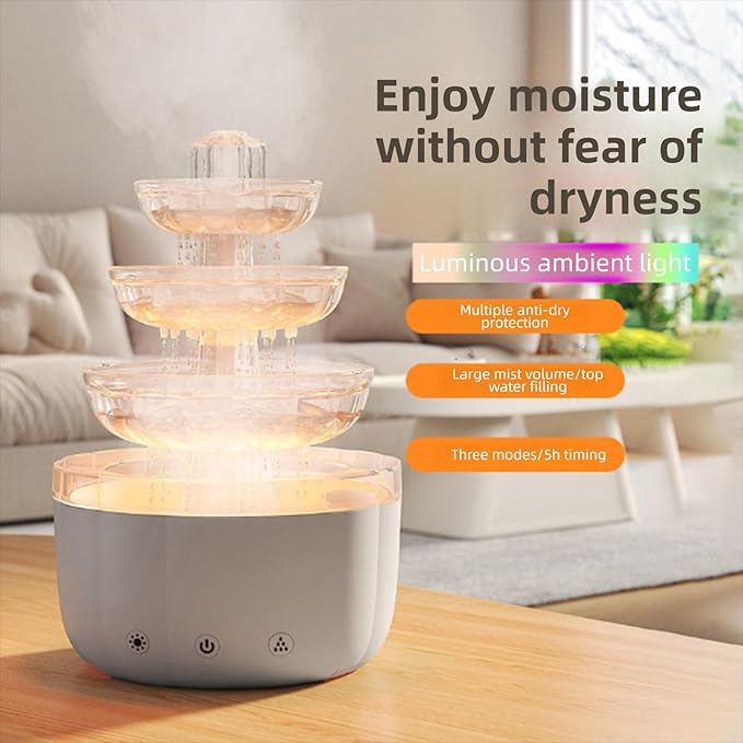 AUNMAS Fountain Diffuser Humidifier, Essential Oils Aromatherapy Quiet Operation 500ml Capacity for Bedroom Living Room Office Relaxation