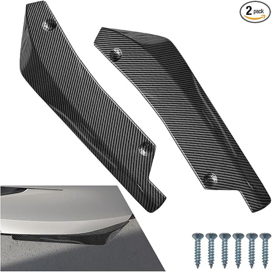 2PCS Universal Car Rear Bumper Lip Splitter Canard Diffuser, Side Fin Fenders Skirt Protector Exterior Decoration Trim for Car (Carbon Fiber)