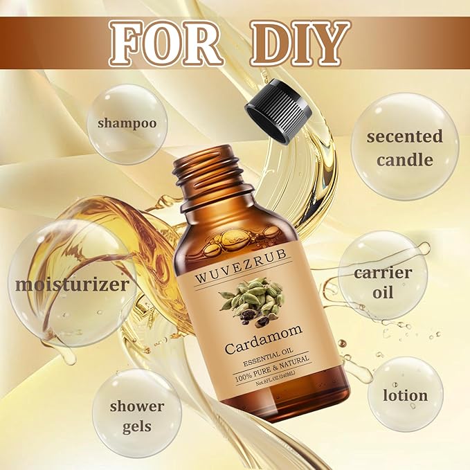 Cardamom Essential Oils 240ML, Pure Cardamom Essential Oil for Aromatherapy Diffuser - 8 Fl Oz