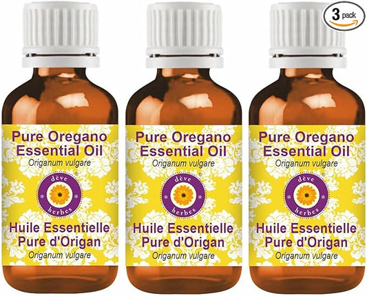 dève herbes Pure Oregano Essential Oil (Origanum vulgare) Steam Distilled (Pack of Three) 100ml X 3 (10 oz)