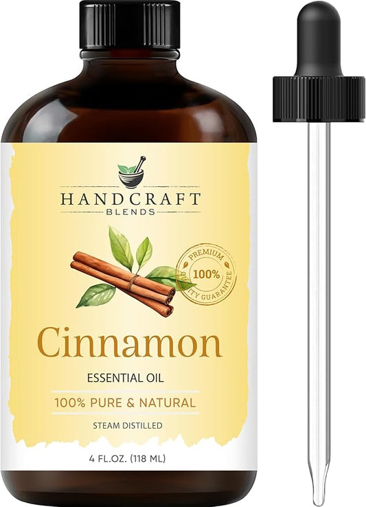 Handcraft Blends Cinnamon Essential Oil – Huge 4 Fl Oz – 100% Pure and Natural – Premium Grade Essential Oil for Diffuser and Aromatherapy, Skin, Massage, Candle and Soap Making Fragrance