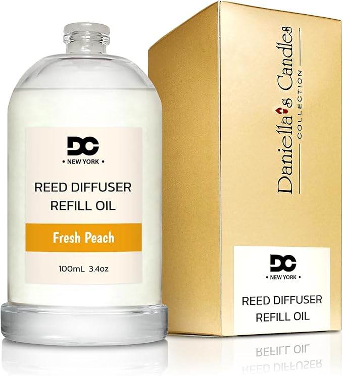 Daniella's Candles Fresh Peach Reed Diffuser Refill Oil, 3.4oz/100ml, Premium Fragrance Oil, Home Fragrance, Long Lasting, Oil for Reed Diffuser
