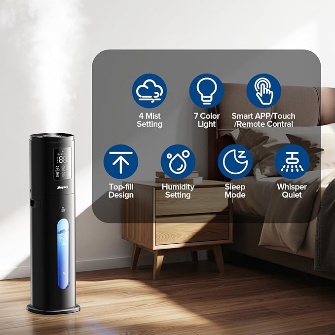 Humidifiers for Bedroom Large Room with Smart App & Remote Control, 7L/1.85Gal Large Humidifier, 4 Mist Levels Room Humidifiers for Home Crow
