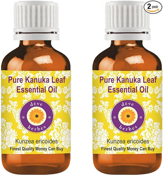 Deve Herbes Pure Kanuka Leaf Essential Oil (Kunzea ericoides) Steam Distilled (Pack of Two) 100ml X 2 (6.76 oz)