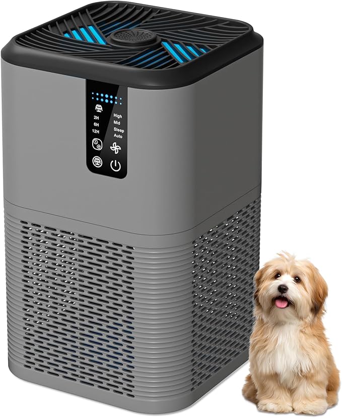 Air Purifiers for Home Large Room Up to 1750ft²,3-in-1 Filter with Sleep Mode,Air Purifier with Aromatherapy Diffuser for Office,Living Room,Bedroom,Remove Smoke Odor,Home Pets,Grey Black