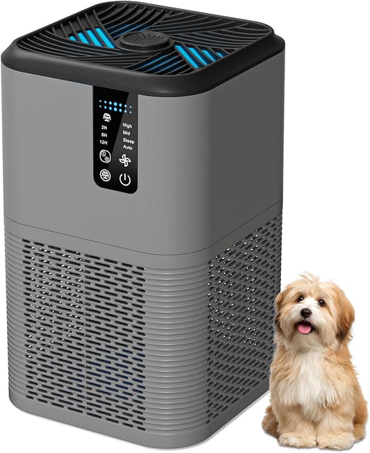Air Purifiers for Home Large Room Up to 1750ft²,3-in-1 Filter with Sleep Mode,Air Purifier with Aromatherapy Diffuser for Office,Living Room,Bedroom,Remove Smoke Odor,Home Pets,Grey Black
