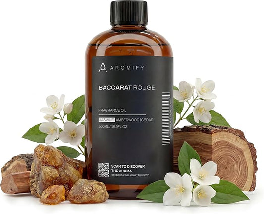 Diffuser Oil Inspired by Baccarat Rouge, 16.9 FL Oz, 500 mL, Luxury Hotel Scent for Home, Bathroom, Spa & Office, Essential Oil Blend for Jasmine, Aromatherapy, Amberwood & Cedar