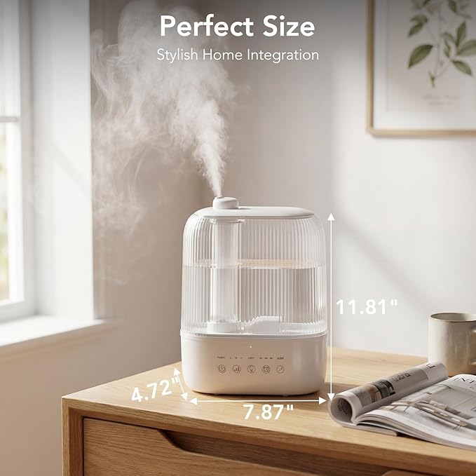 Electactic 2.8L Top Fill Humidifier, Essential Oil Diffuser & Cool Mist Humidifiers, Smart Humidity Control, Quiet Ultrasonic, 360° Nozzle, 7-Color Light for Bedroom, Home Office