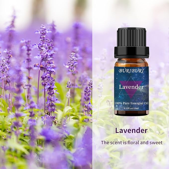BURIBURI Lavender Essential Oil and Vanilla Oil Essential Oil Set, 100% Pure, Undiluted, Natural Essential Oils Mother's Day Gift Set for Diffuser, Massage (Lavender+Vanilla)