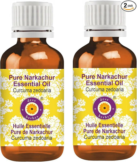 Deve Herbes Pure NAR Kachur Essential Oil (Curcuma zedoaria) Steam Distilled (Pack of Two) 100ml X 2 (6.76 oz)
