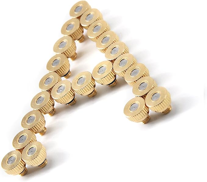 Brass Misting Nozzles for Outdoor Cooling System 22 pcs,0.012" Orifice (0.3 mm) 10/24 UNC by Aootech
