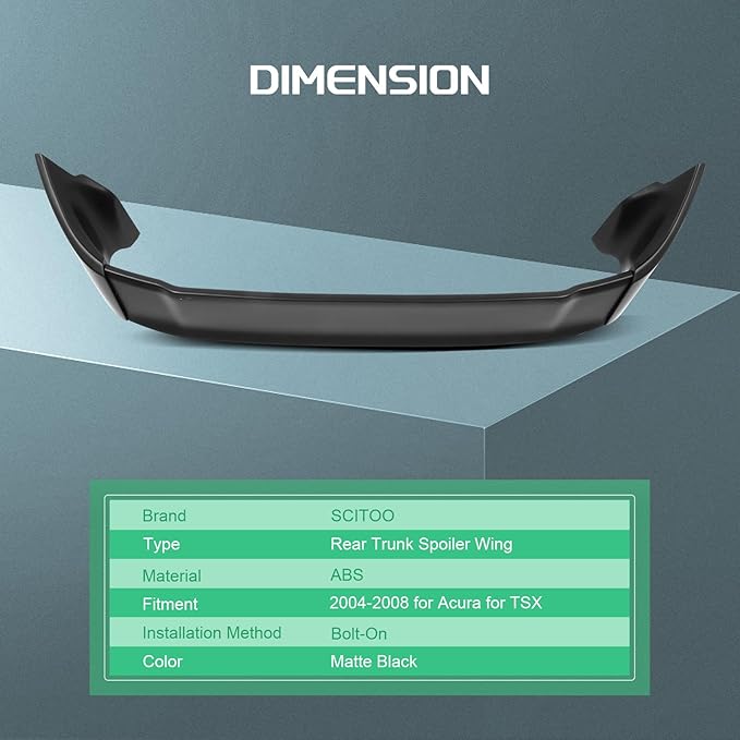 SCITOO ABS Spoiler Wing Fits for 2004-2008 for Acura for TSX 3PCS Matte Black Rear Trunk Spoiler Wing