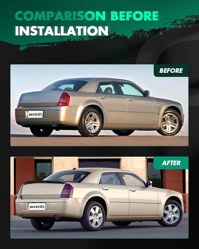 SCITOO 1PC Spoiler Wing 2011-2023 for Chrysler 300 Accessories Glossy Black Rear Trunk Spoiler Wing Punch-Free Installation for Most Cars