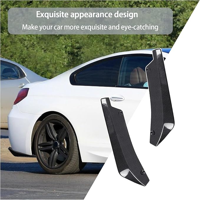 Augeny 2 PCS Rear Bumper Canard Diffuser, Anti-Crash Bumper Lip Body Kit, Universal Rear Installed Lip Diffuser Splitter Canard Protector (Carbon Fiber)
